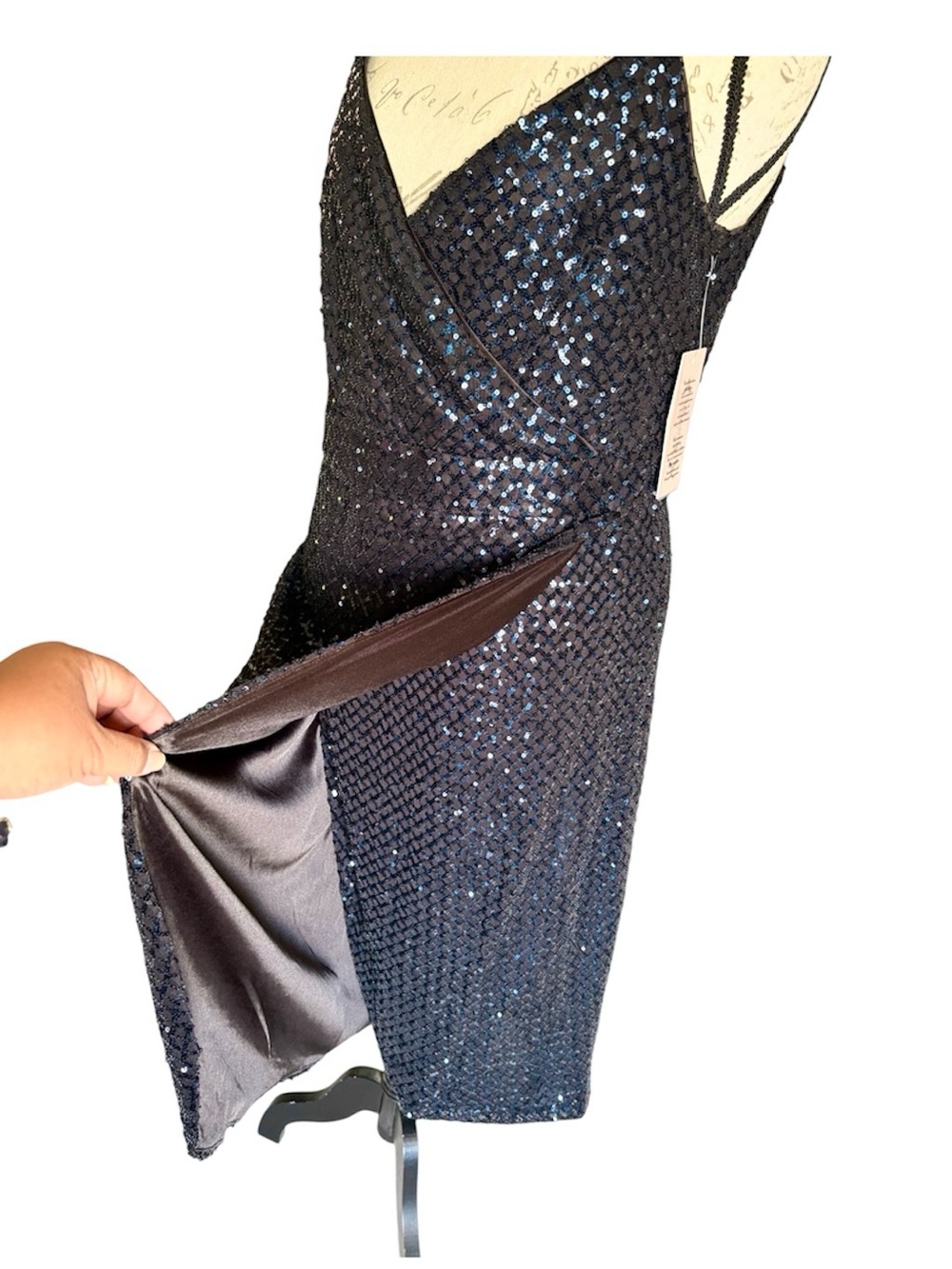 Nanette Lepore Black Sequin Midi Dress